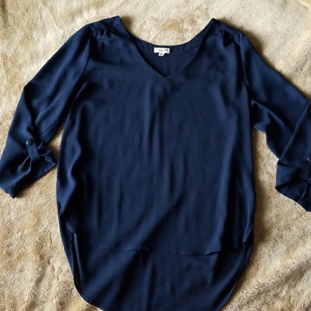 Blue flowy hi-lo top